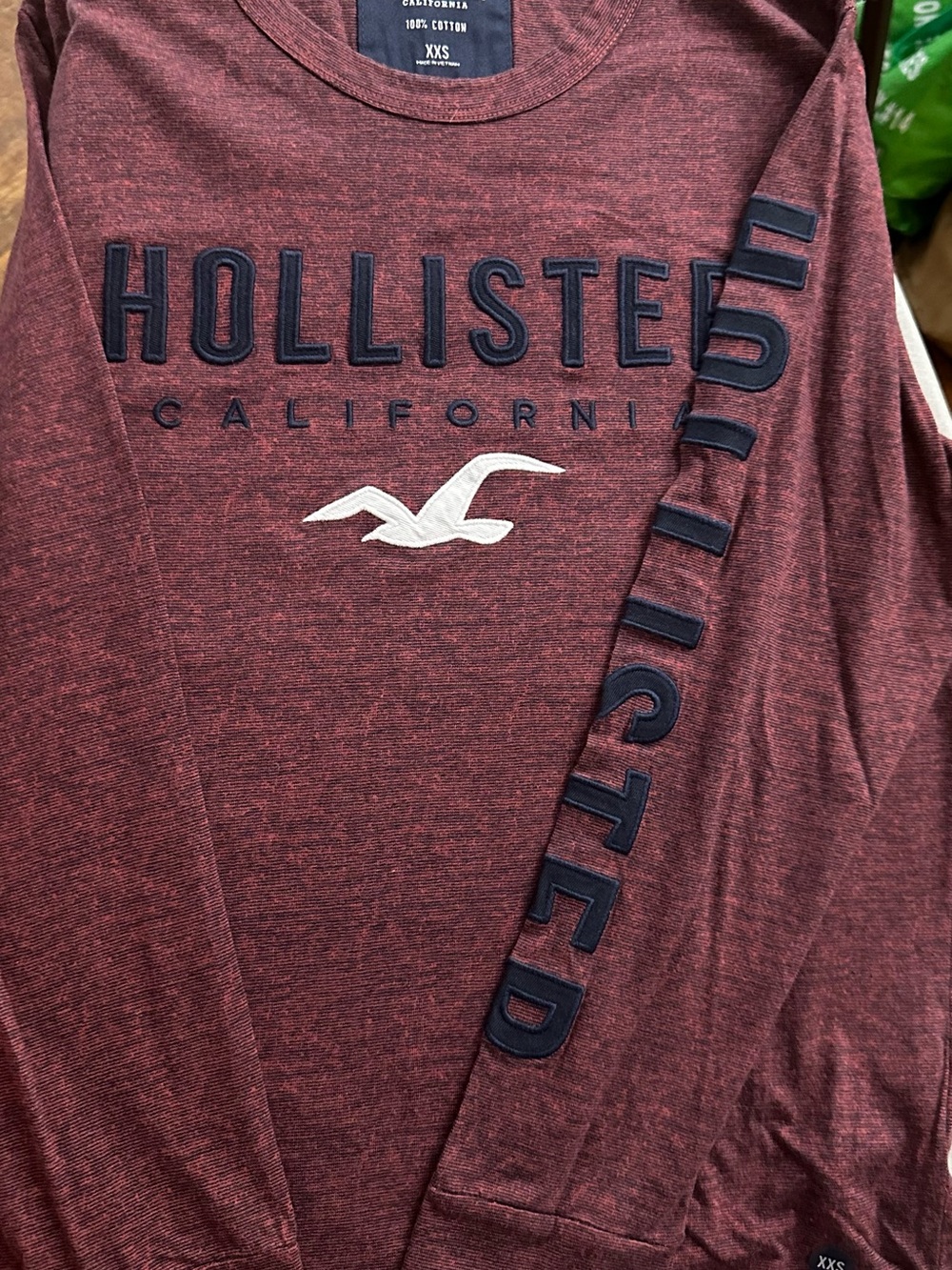 Hollister Maroon Heather Crewneck with Navy Embroidered Logo